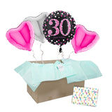 Heliumballon-Geschenk "30 Happy Birthday" Sparkling Pink