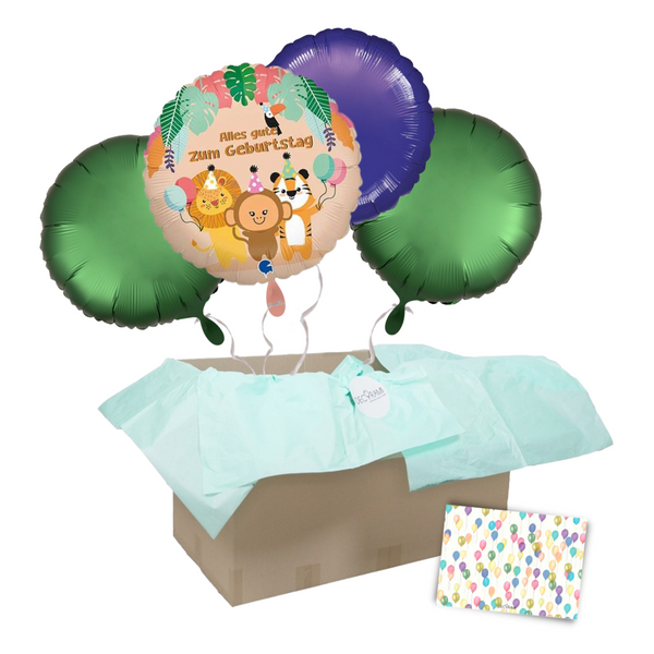 Heliumballon-Geschenk "Alles gute zum Geburtstag" Safari