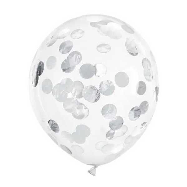 Konfetti-Ballon Ø 30 cm Silber 6 Stk.