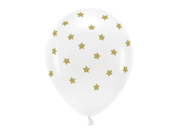 Latexballons Weiß mit Sternen 10 Stk.