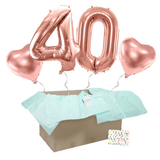 Heliumballon-Geschenk 40. Geburtstag Set Deluxe Roségold