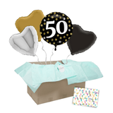 Heliumballon-Geschenk "50 Happy Birthday" Sparkles Set