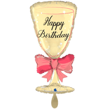 Heliumballon-Geschenk "Happy Birthday" Champagnerglas mit Schleife