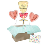 Heliumballon-Geschenk "Happy Birthday" Champagnerglas mit Schleife