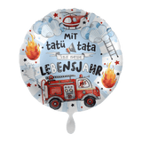 Heliumballon-Geschenk "Happy Birthday" Feuerwehrauto