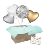 Heliumballon-Geschenk "Happy Birthday" Liquid Silver