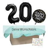 Heliumballon-Geschenk "Happy Birthday" Sparkling Black XXL Set Deluxe