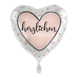 Heliumballon-Geschenk "Herzlichen Glückwunsch" Roségold