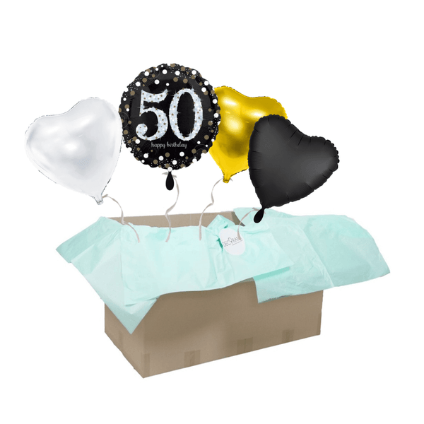 Heliumballon-Geschenk "50 Happy Birthday" Sparkles 4er-Set - DECORAMI