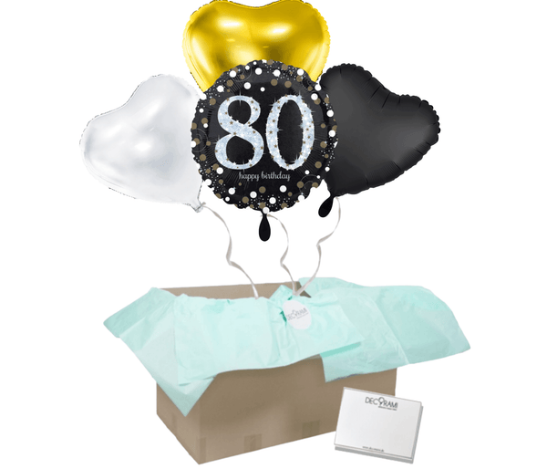 Heliumballon-Geschenk "80 Happy Birthday" Sparkles 4er-Set - DECORAMI