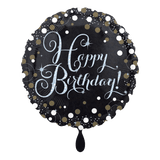 Heliumballon-Geschenk Happy Birthday Sparkling Silber - DECORAMI