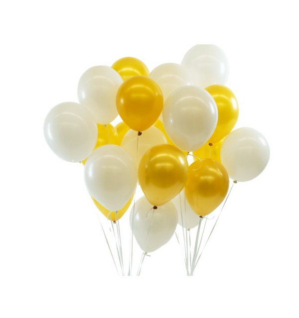 Luftballon-Set Weiß-Gold 20 Stk. - DECORAMI