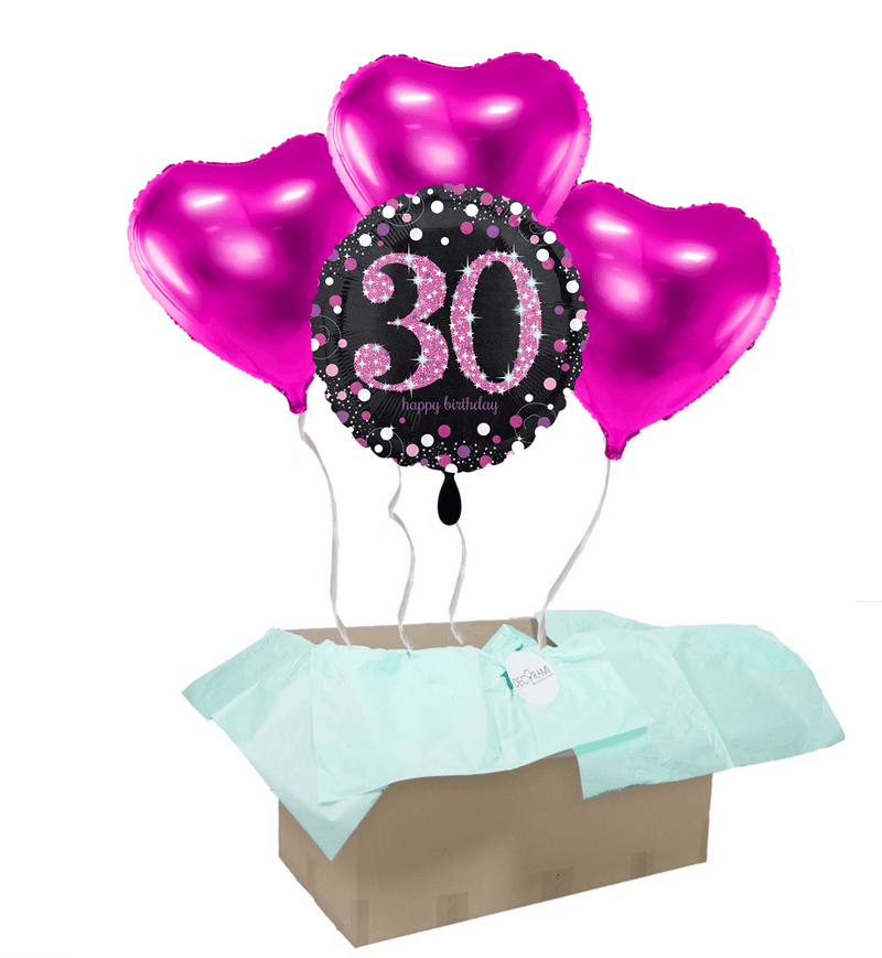 Heliumballon-Geschenk 30. Geburtstag in Pink 4er-Set - DECORAMI