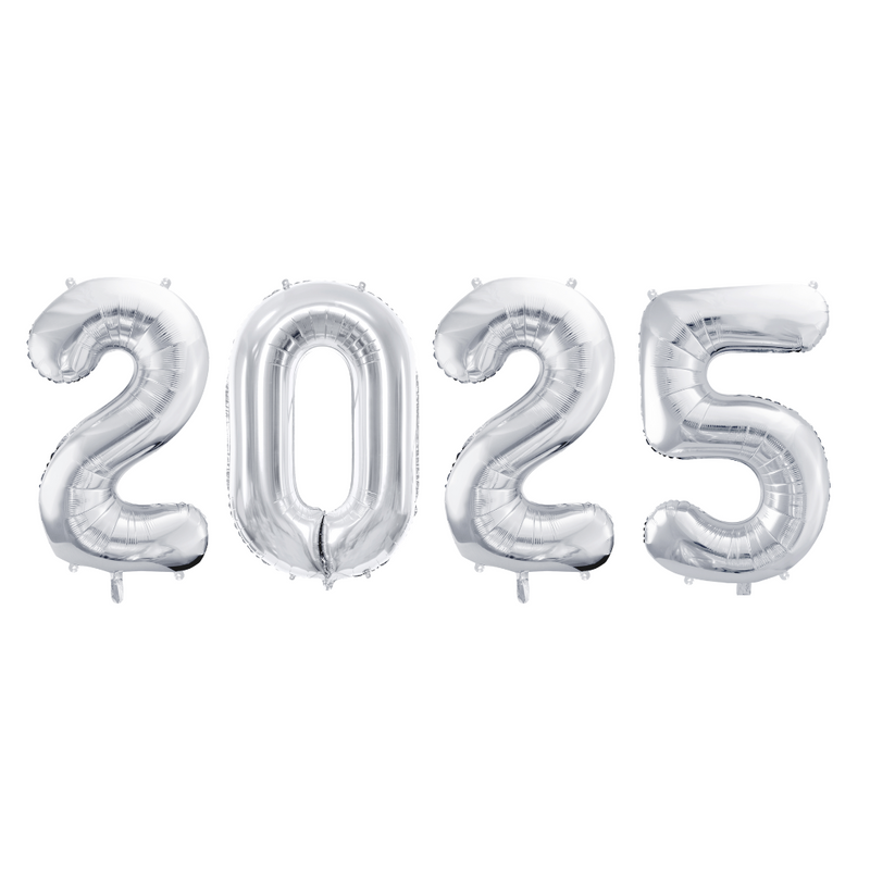 XXL Ballonschriftzug "2025" Silber - DECORAMI