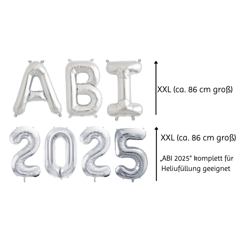 XXL Ballonschriftzug "Abi 2025" Silber