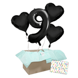 Heliumballon-Geschenk 1 XXL Zahl + 3 Herzen Geburtstagsballon Set Premium