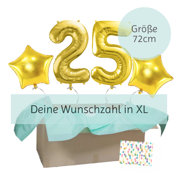 Heliumballon-Geschenk Geburtstags-Set Deluxe XL Gold