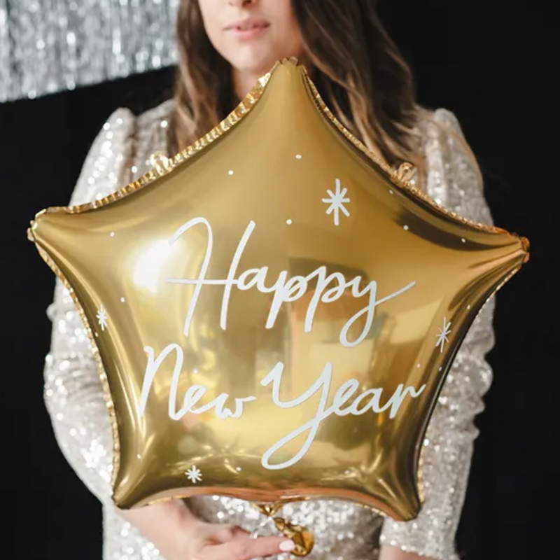 Folienballon Stern Gold "Happy New Year"