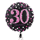 Heliumballon-Geschenk "30 Happy Birthday" Sparkling Pink