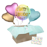Heliumballon-Geschenk "Happy Birthday" Rainbow Pastell 4er-Set - DECORAMI