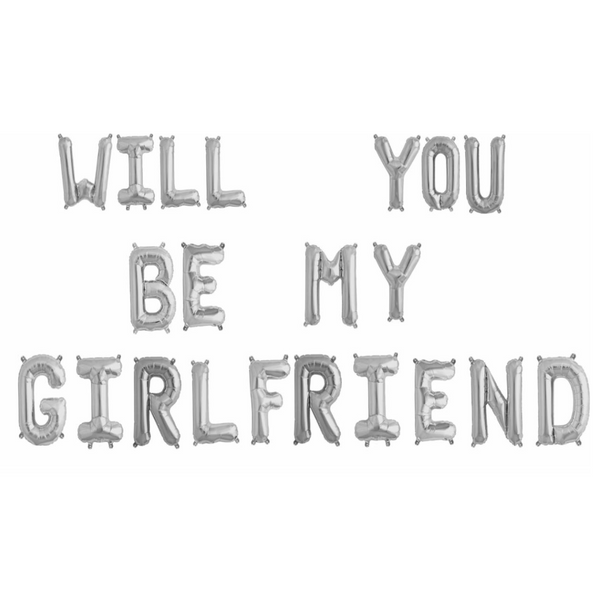 Ballonschriftzug "Will you be my girlfriend" Gold