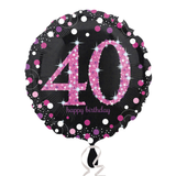 Heliumballon-Geschenk "40 Happy Birthday" Sparkling Pink