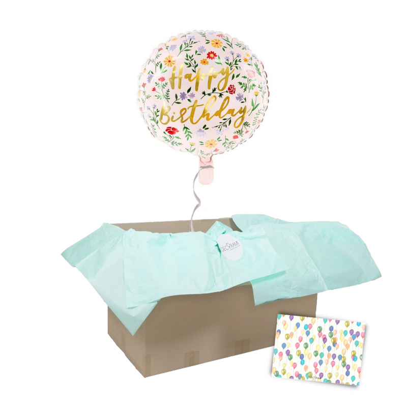 Heliumballon-Geschenk "Happy Birthday" Boho Flower