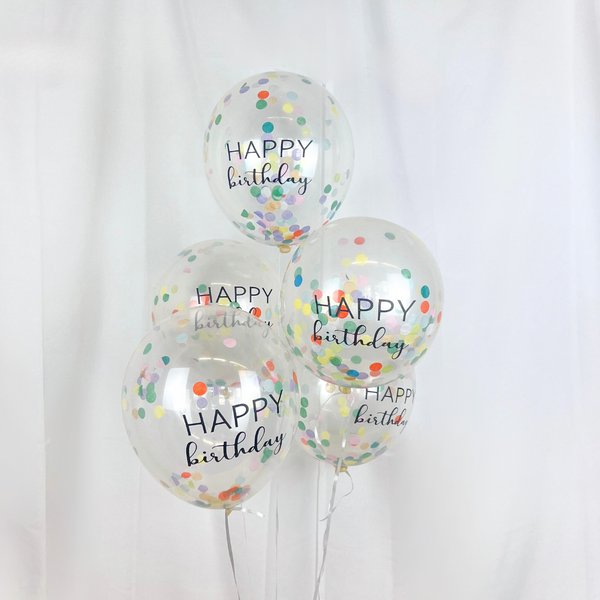 Luftballon-Set Konfetti Mix Bunt "Happy Birthday" 5 Stk.