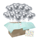 Heliumballon-Geschenk XL 10 Herzen Wunschfarbe Silber - DECORAMI