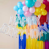 Ballonschriftzug "Happy Birthday" Konfetti Transparent