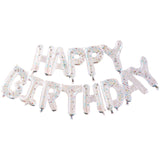 Ballonschriftzug "Happy Birthday" Konfetti Transparent
