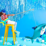 Partyvorhang lang Hellblau Glitzer