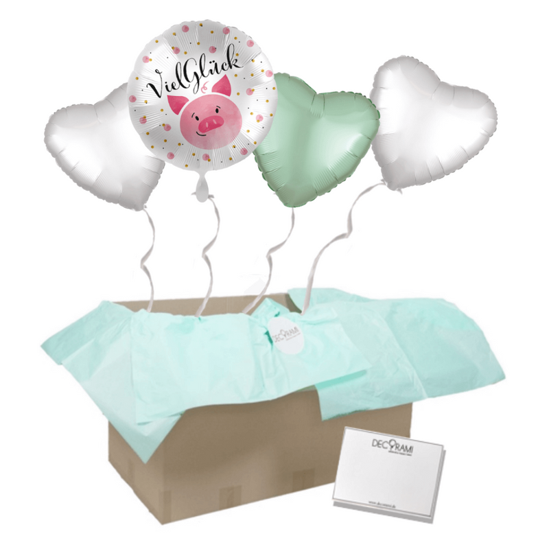 Heliumballon-Geschenk "Viel Glück" Schwein - DECORAMI 