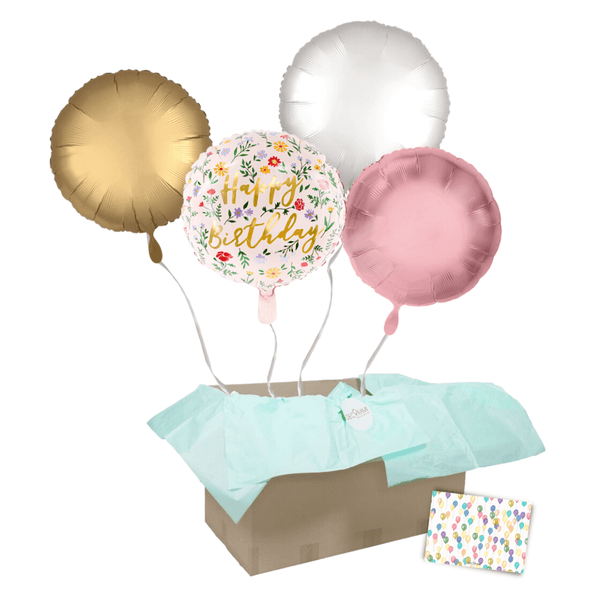 Heliumballon-Geschenk "Happy Birthday" Boho Flower Set