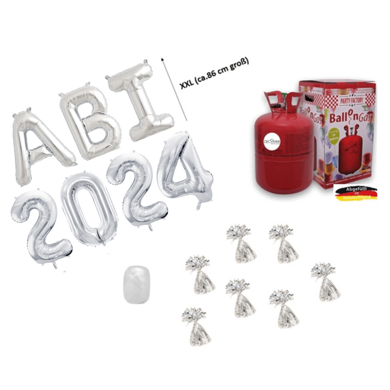 XXL Helium-Set "Abitur 2024" Silber