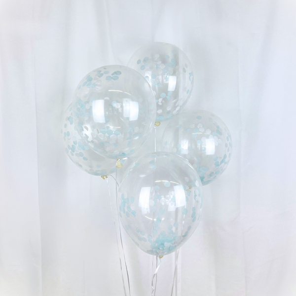 Luftballon-Set Konfetti Hellblau & Weiß 5 Stk.