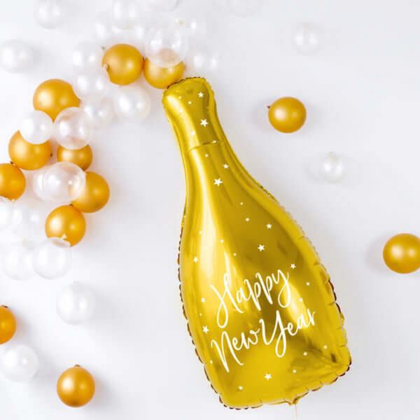 Folienballon Flasche Happy New Year Gold