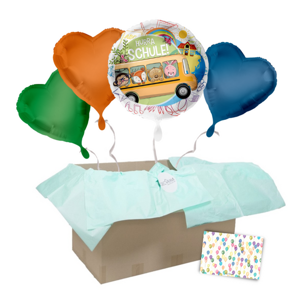 Heliumballon-Geschenk Einschulung "Hurra Schule"