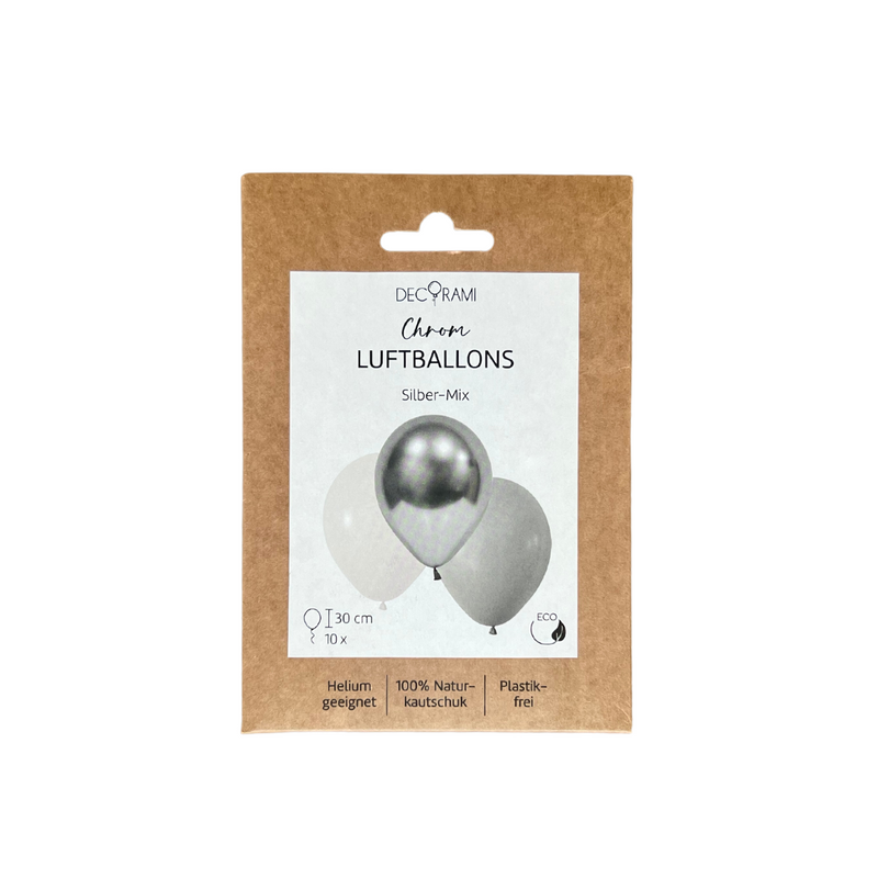 Luftballon-Set Chrom-Mix Silber 10 Stk.