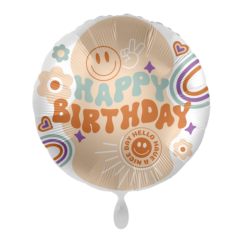 Geburtstagsballon "Happy Birthday" Hippie