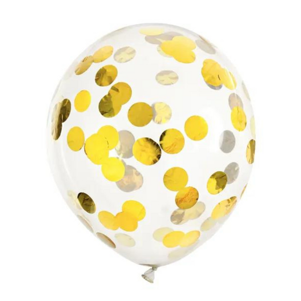 Konfetti-Ballon Ø 30 cm Gold 6 Stk.