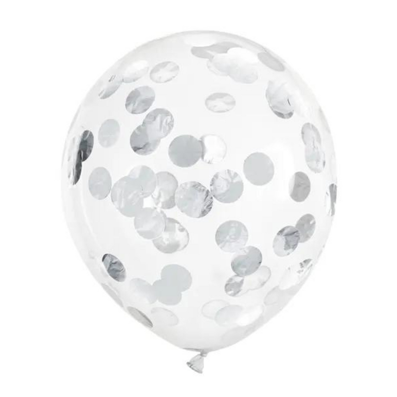 Konfetti-Ballon Ø 30 cm Silber 6 Stk.