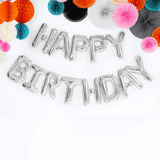 Ballonschriftzug "Happy Birthday" Silber