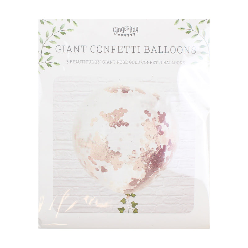 XXL Konfetti-Ballons Ø 91cm Roségold 3 Stk.
