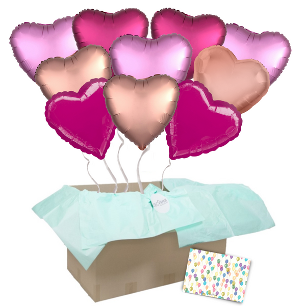 Heliumballon-Geschenk Satin Herzen Romance Deluxe XXL