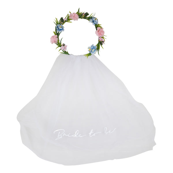 Blumenkranz mit Schleier "bride to be"