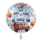 Heliumballon-Geschenk "Happy Birthday" Feuerwehrauto