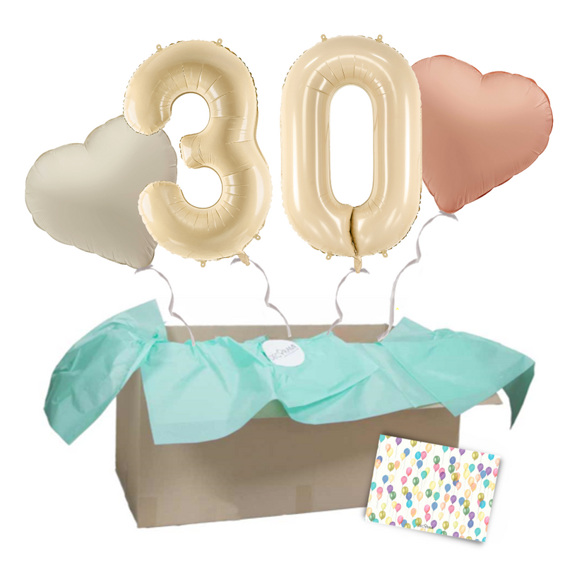 Heliumballon-Geschenk Geburtstags-Set Deluxe XL Creamy Beige