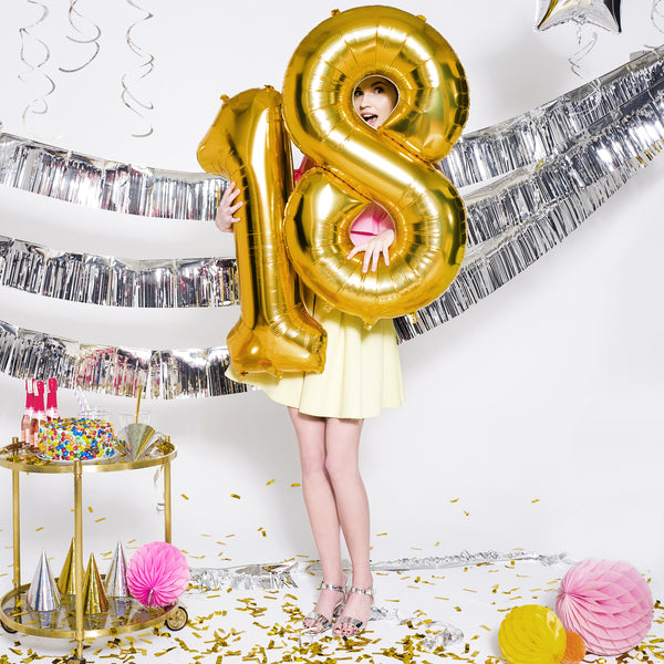 Heliumballon-Geschenk 18. Geburtstag Set Deluxe Gold