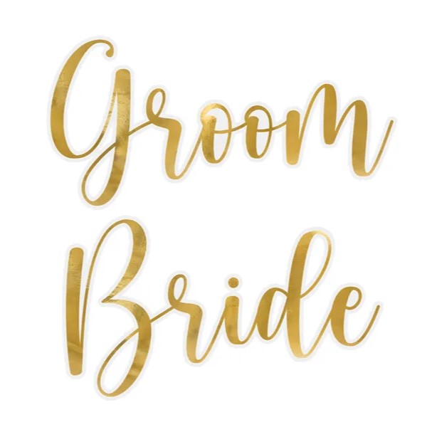 Champagne Sticker "Groom" & "Bride"